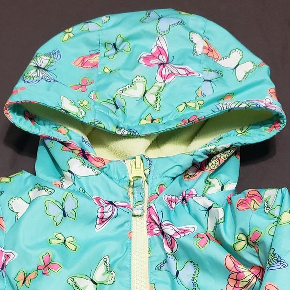 Raincoat Fleece Lined Butterfly Design Lightweight Zip Up Hooded 12-18 Month - Picture 6 of 6
